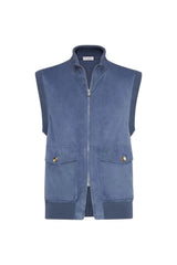 Men's Blue Suede Zip Vest