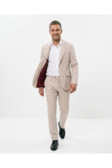 Men's Beige Silk Tailored Suit