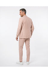 Men's Light Pink Wool Linen Suit