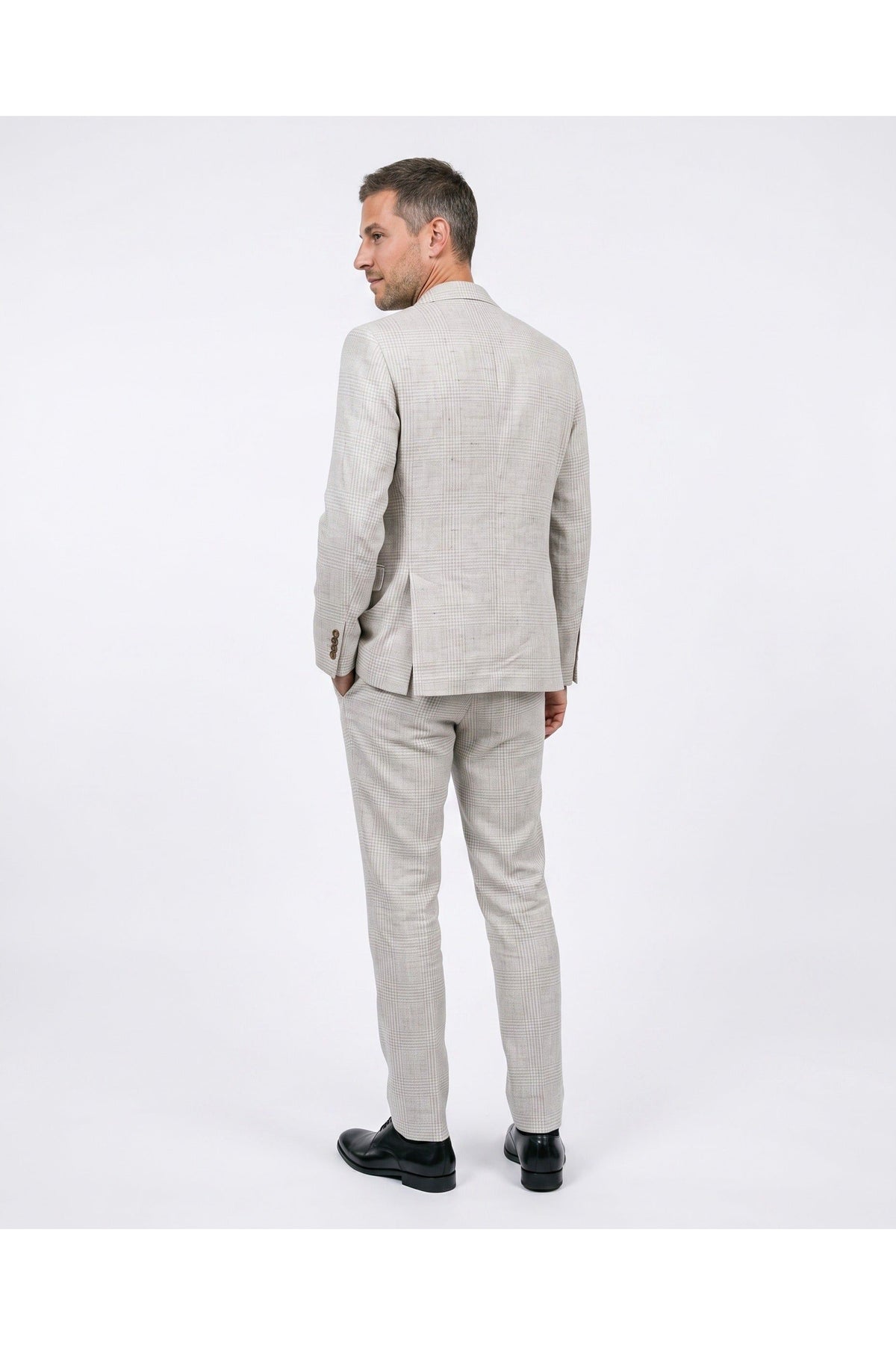 Men's Light Beige Linen Wool Suit
