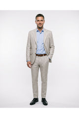 Men's Light Beige Linen Wool Suit