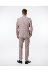Men's Light Brown Linen Checked Suit