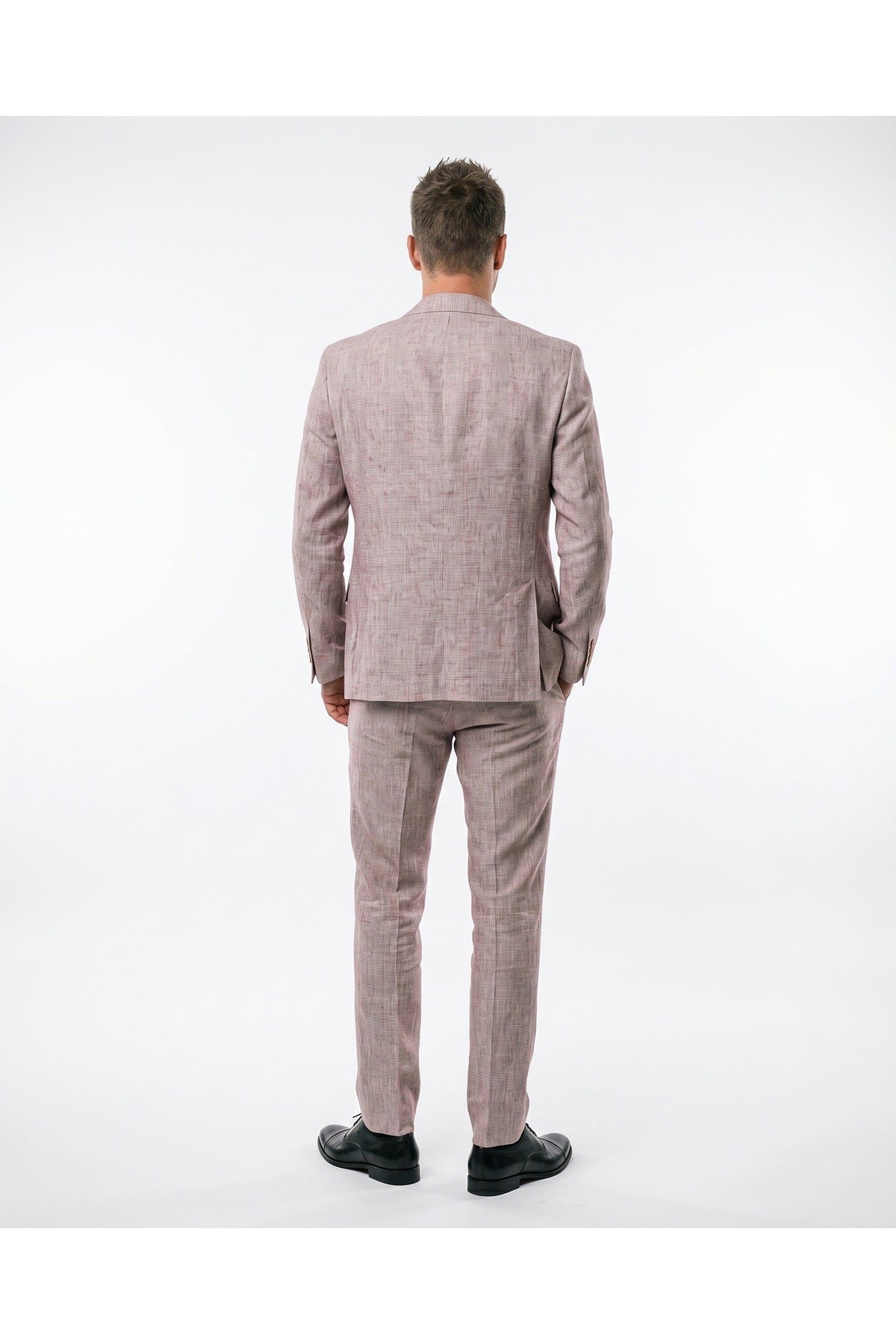 Men's Light Brown Linen Checked Suit