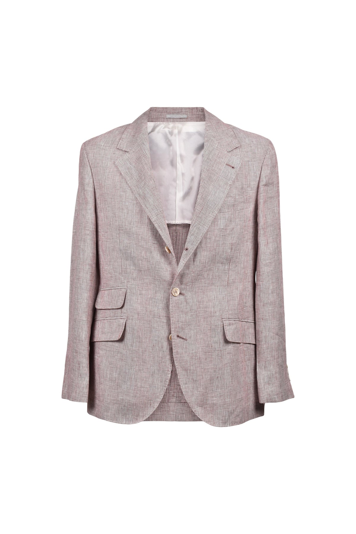 Men's Light Brown Linen Checked Suit