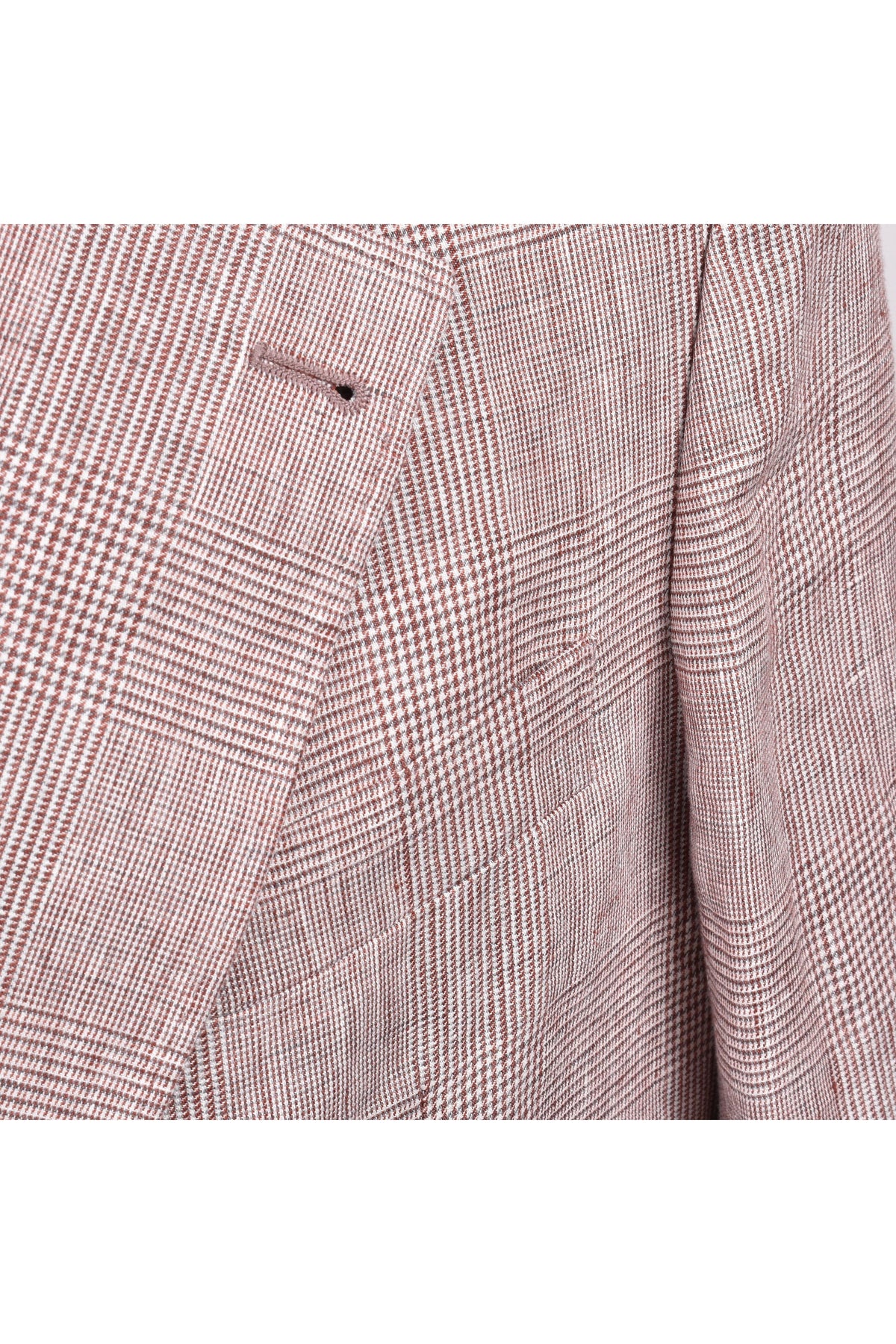 Men's Light Brown Linen Checked Suit