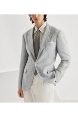 Men's Light Grey Linen Blazer