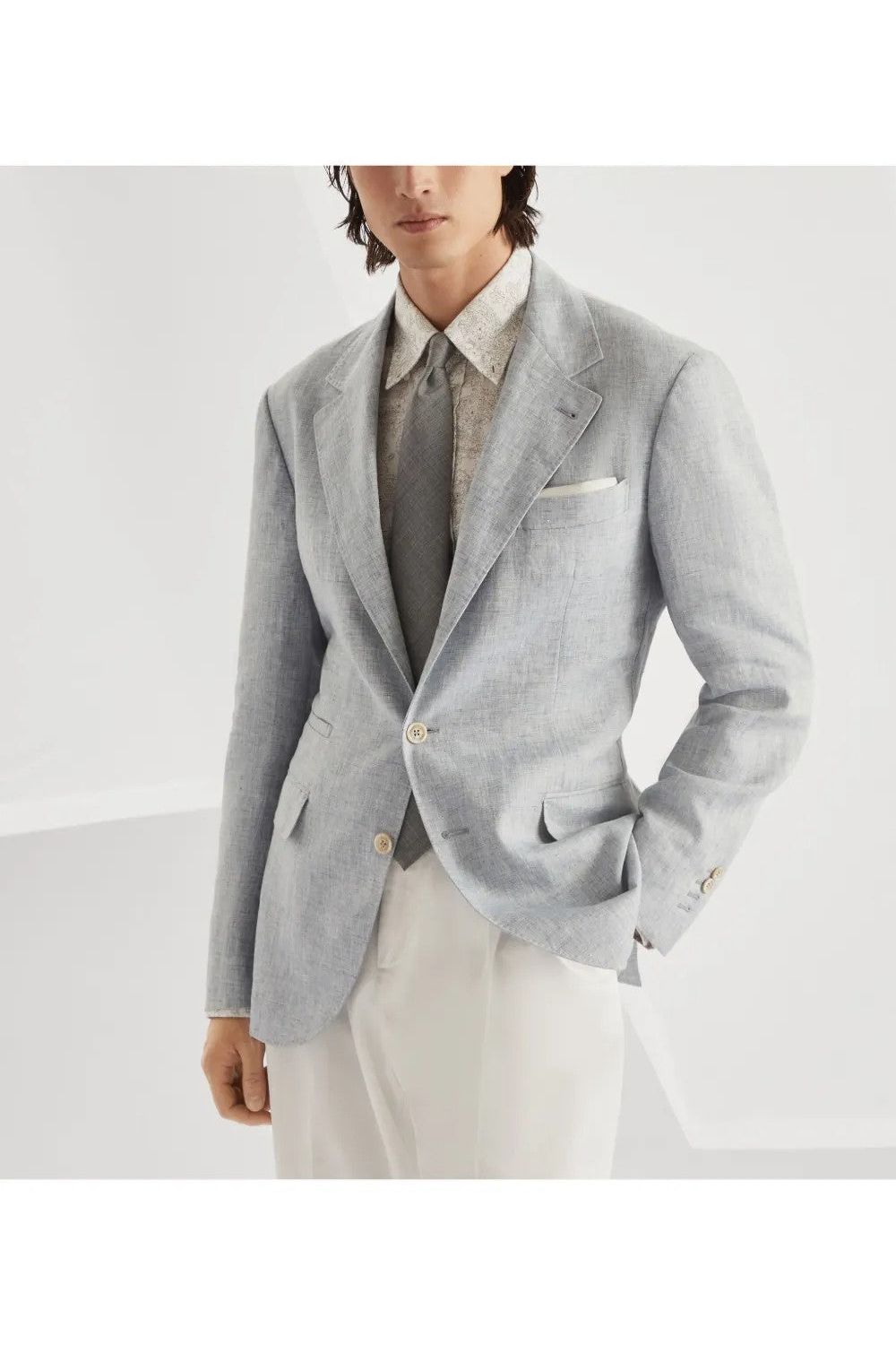 Men's Light Grey Linen Blazer