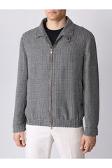 Men's Black White Wool Blend Jacket