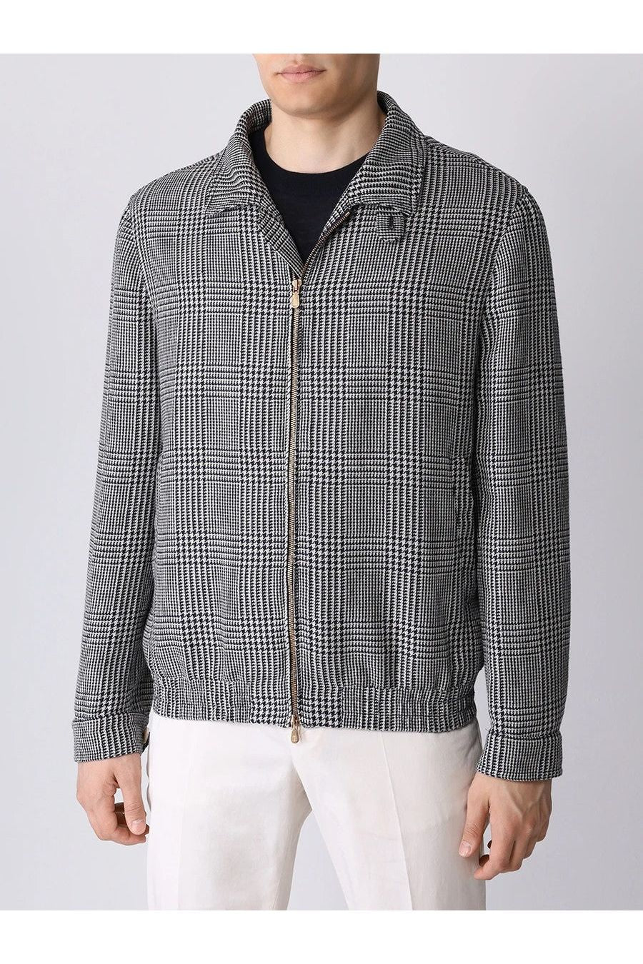 Men's Black White Wool Blend Jacket