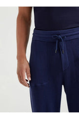 Men's Navy Knit Jogger Trousers