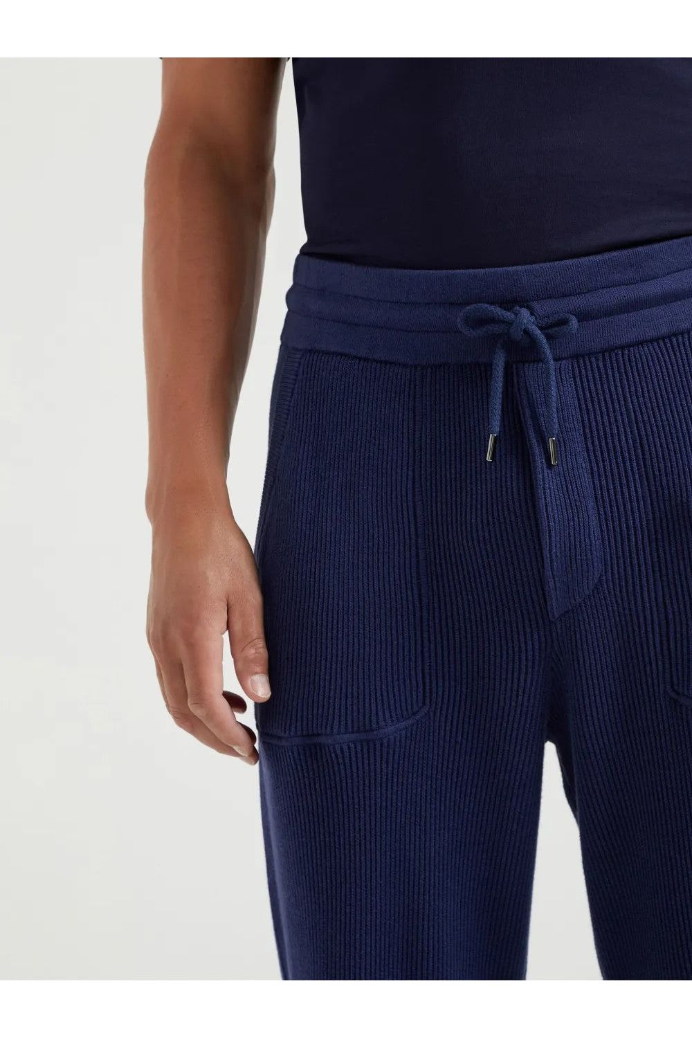 Men's Navy Knit Jogger Trousers