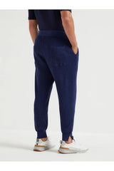 Men's Navy Knit Jogger Trousers
