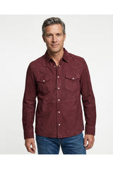 Men's Burgundy Suede Cropped Jacket