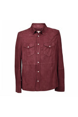 Men's Burgundy Suede Cropped Jacket