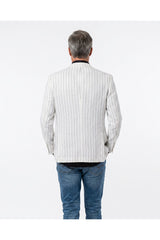 Men's White Linen Double Breasted Blazer