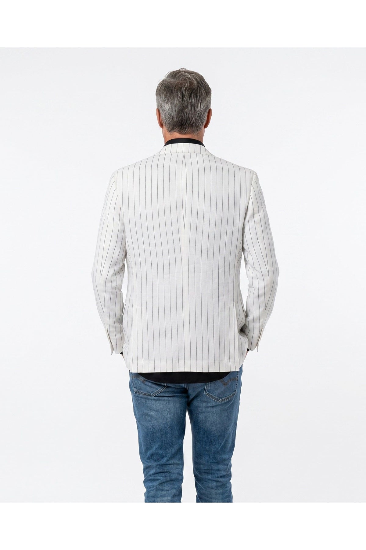Men's White Linen Double Breasted Blazer