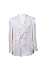 Men's White Linen Double Breasted Blazer