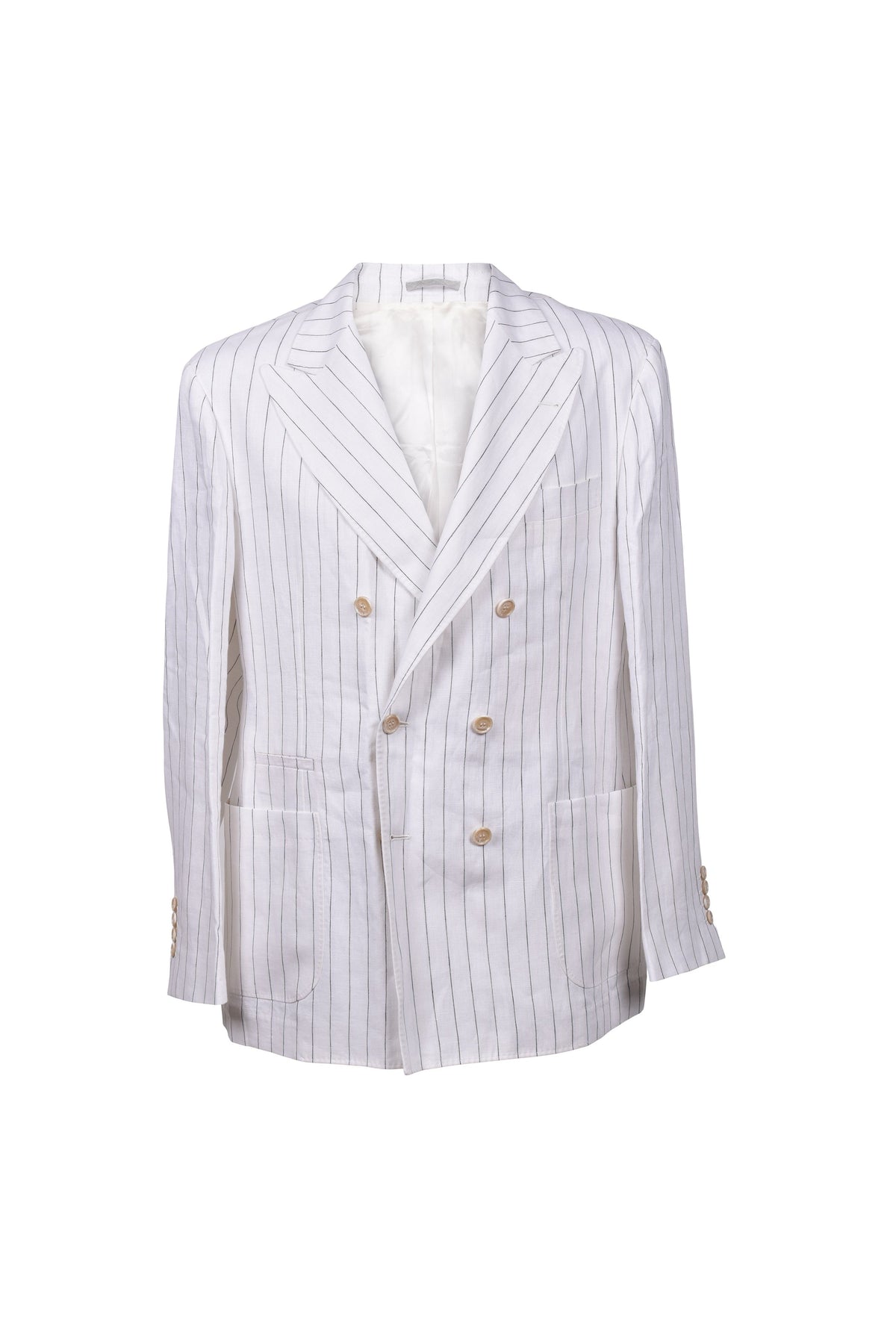 Men's White Linen Double Breasted Blazer