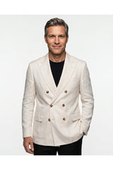 Men's Off White Silk Linen Blazer
