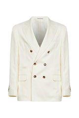 Men's Off White Silk Linen Blazer