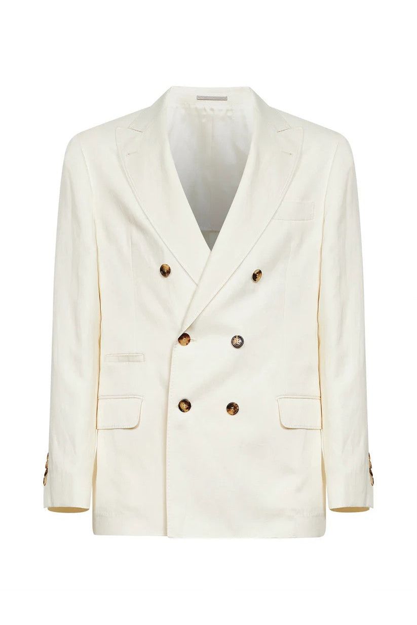 Men's Off White Silk Linen Blazer