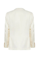 Men's Off White Silk Linen Blazer