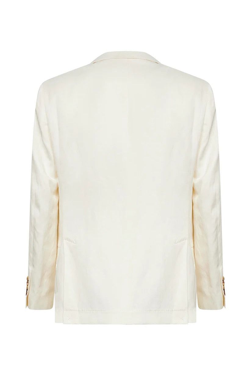 Men's Off White Silk Linen Blazer