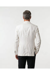 Men's Off White Silk Linen Blazer