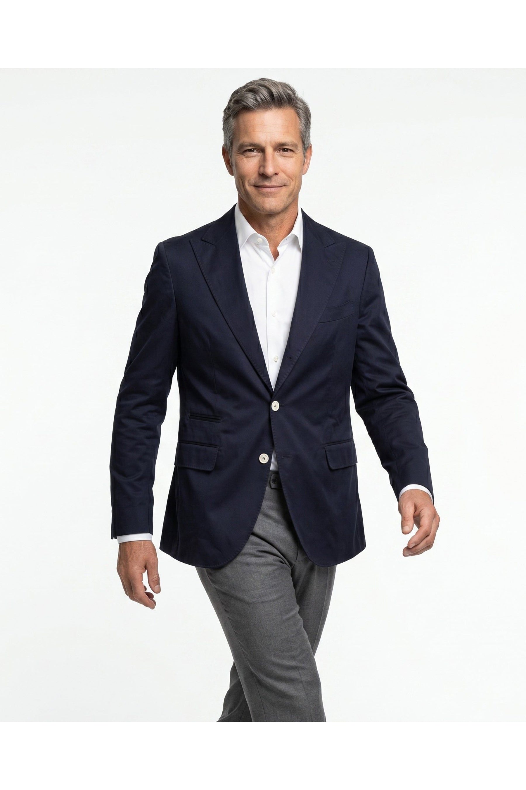 Men's Navy Tailored Cotton Blazer