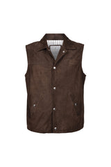 Men's Brown Suede Sleeveless Jacket