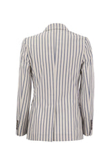 Women's White Striped Double Breasted Jacket