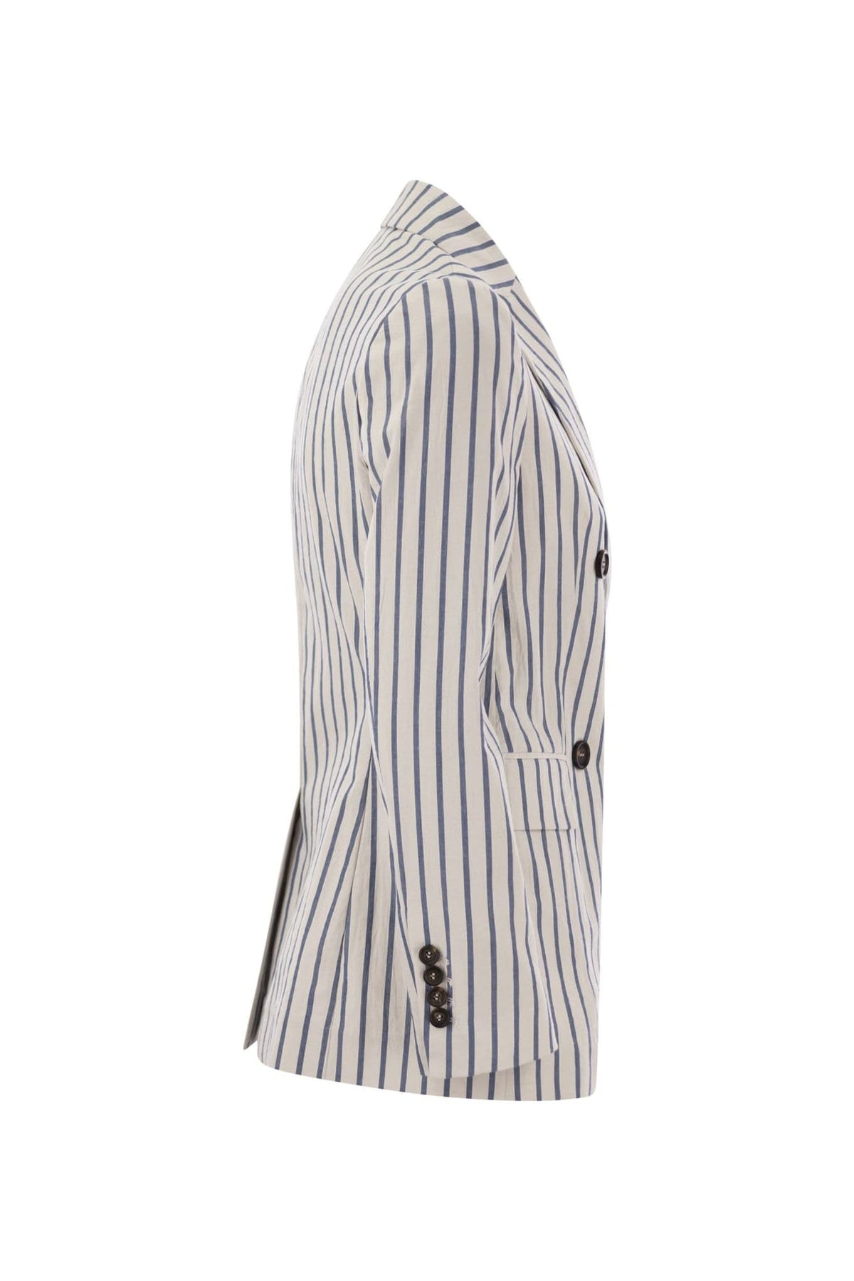 Women's White Striped Double Breasted Jacket
