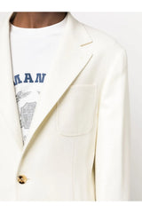 Men's Ivory Wool Single Breasted Blazer