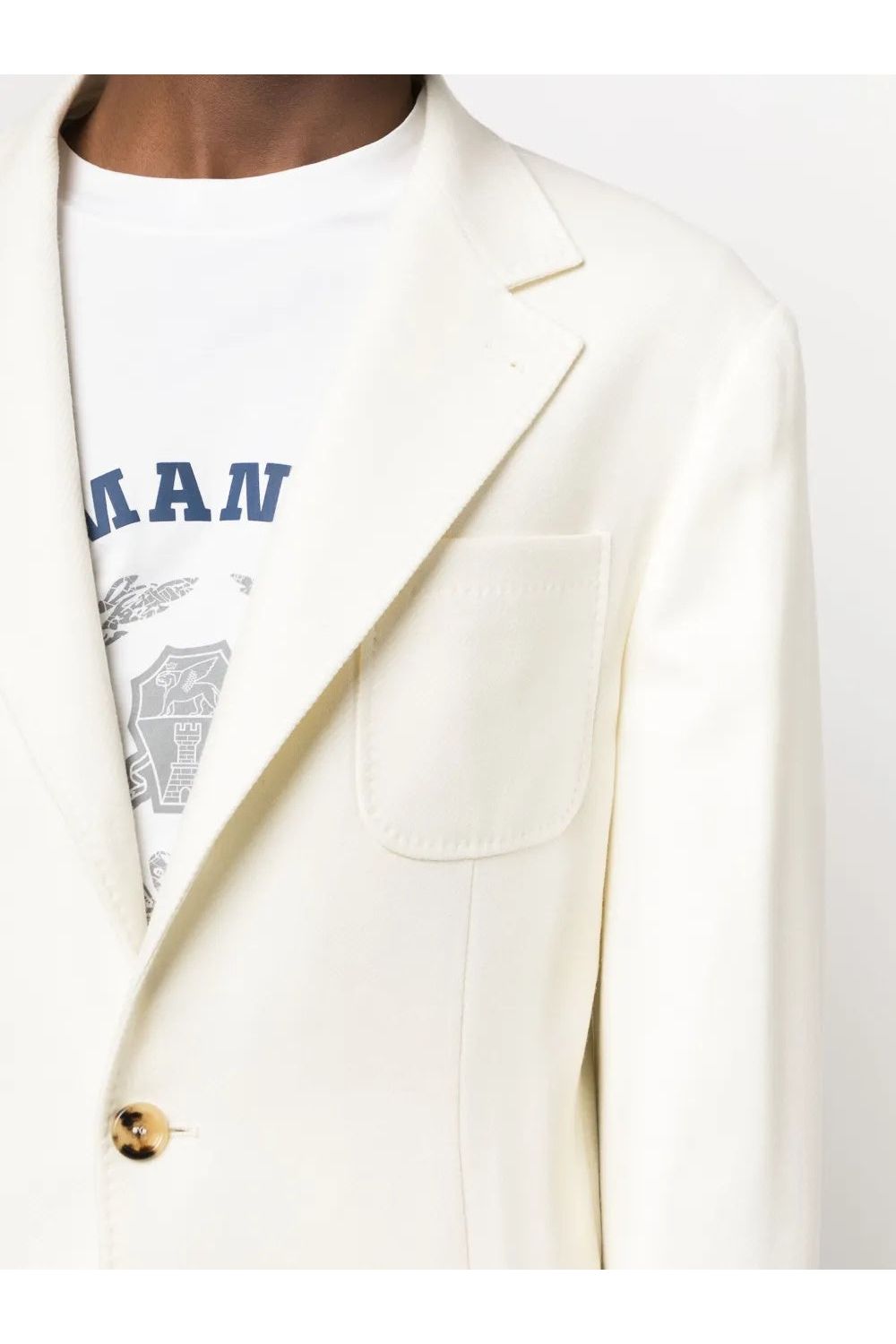 Men's Ivory Wool Single Breasted Blazer