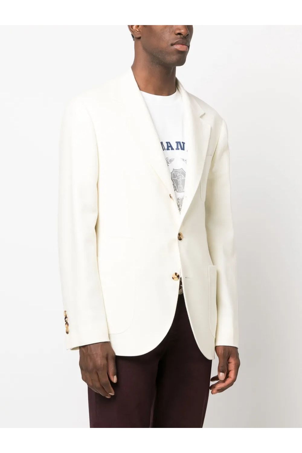 Men's Ivory Wool Single Breasted Blazer