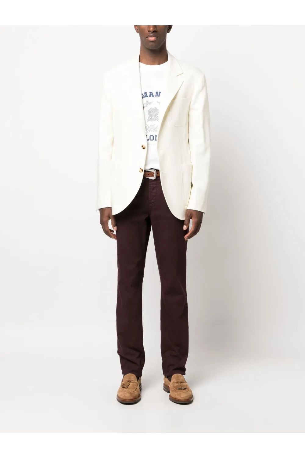 Men's Ivory Wool Single Breasted Blazer