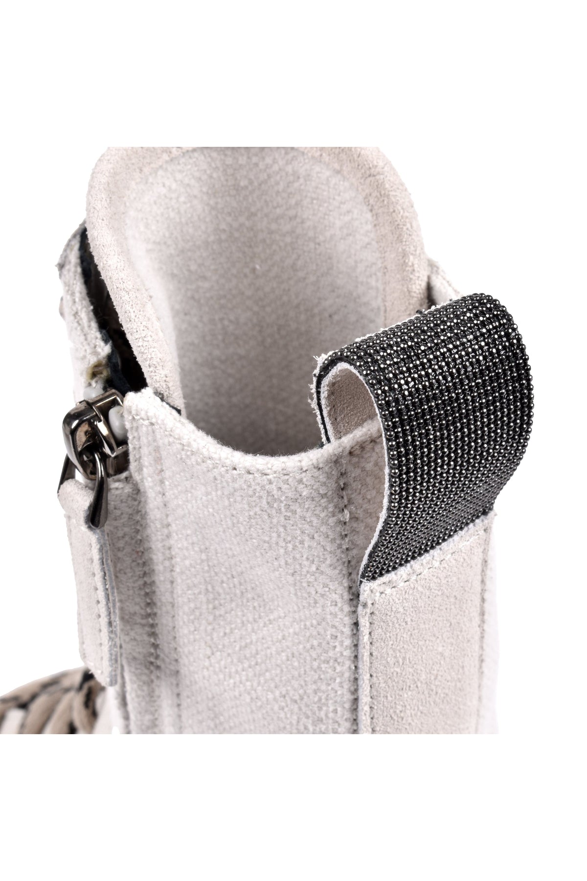 Women's Light Beige Canvas Combat Boots