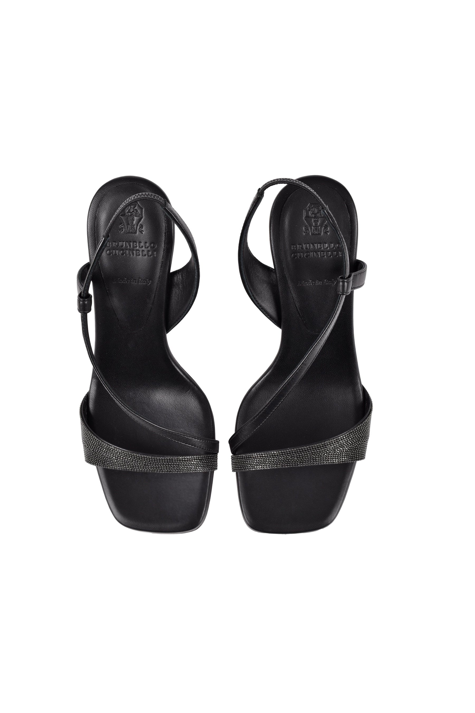 Brunello Cucinelli Women's Black Leather Open Toe Sandals