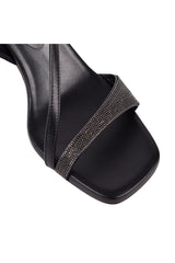 Brunello Cucinelli Women's Black Leather Open Toe Sandals