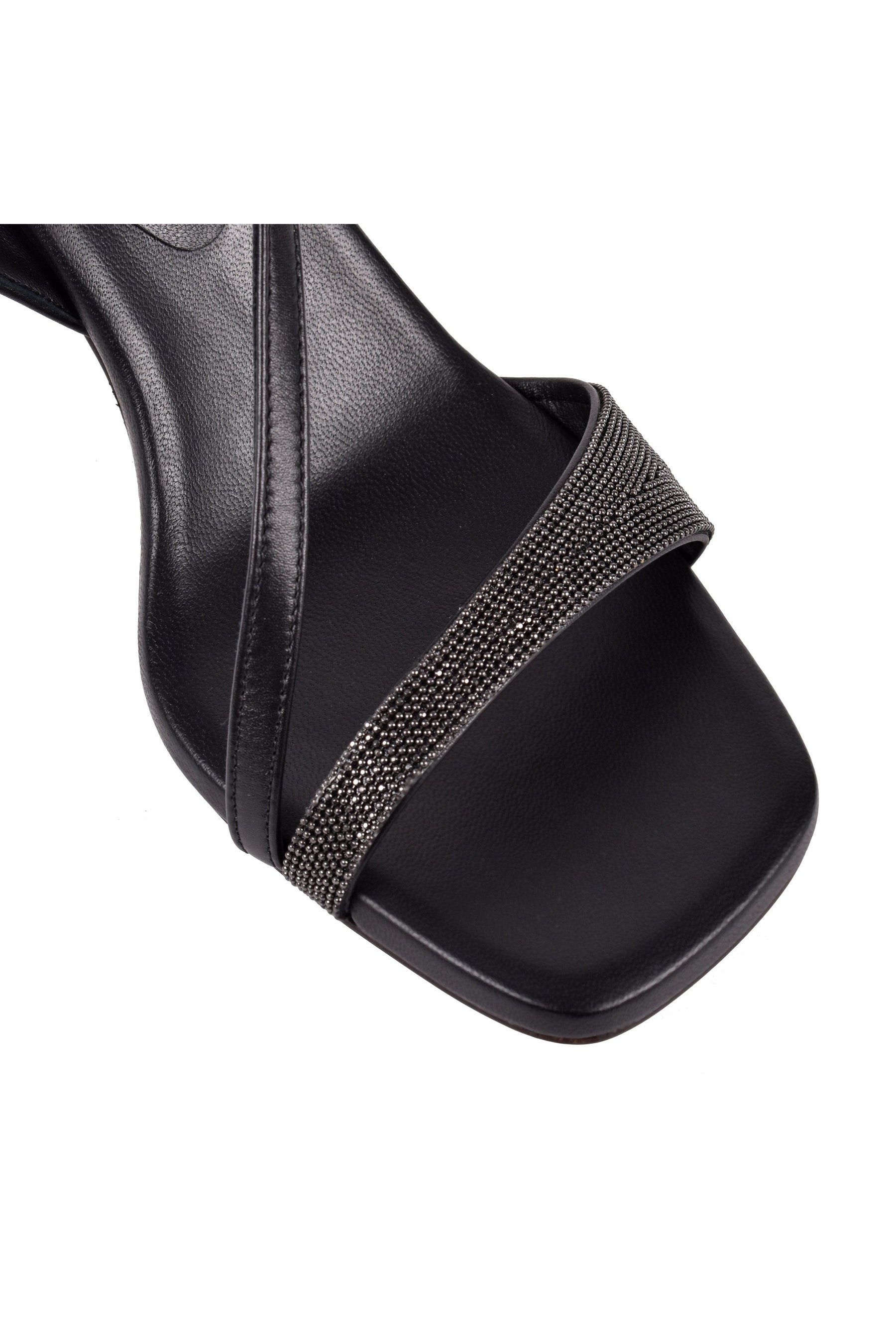 Brunello Cucinelli Women's Black Leather Open Toe Sandals
