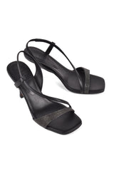 Brunello Cucinelli Women's Black Leather Open Toe Sandals