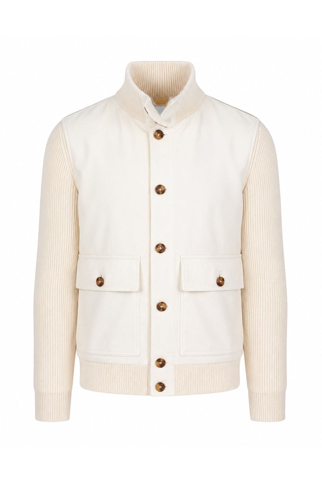 Men's Ivory Knit Sleeve Jacket