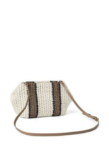 Women's White Beige Woven Stripe Bag