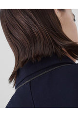 Brunello Cucinelli Women's Navy Tailored Cotton Jacket
