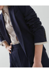 Brunello Cucinelli Women's Navy Tailored Cotton Jacket
