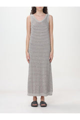 Brunello Cucinelli Women's Light Grey Striped Sleeveless Dress