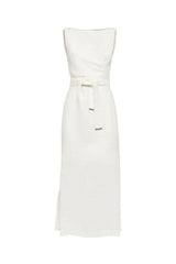 Women's Off White Sleeveless Long Dress