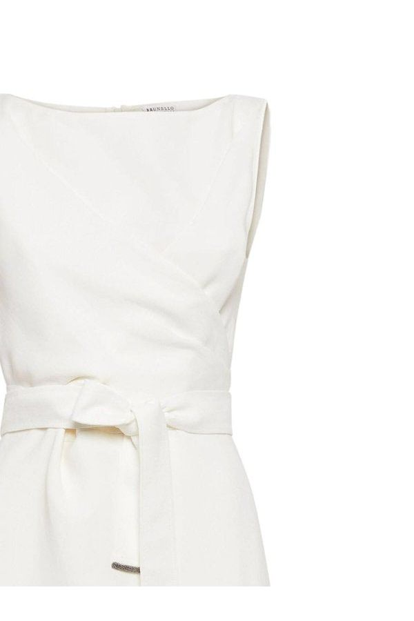 Women's Off White Sleeveless Long Dress