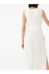 Women's Off White Sleeveless Long Dress