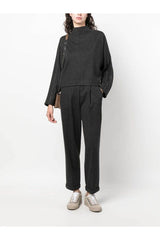 Women's Dark Grey Wool High Waist Trousers